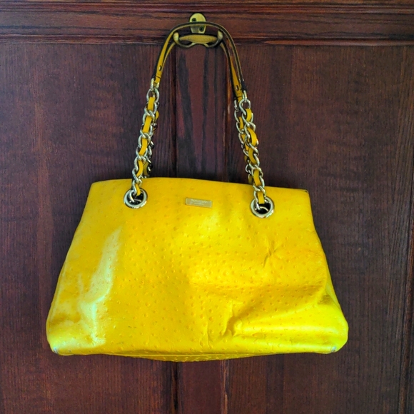 Kate Spade Yellow Ostrich Leather Handbag - Picture 1 of 3
